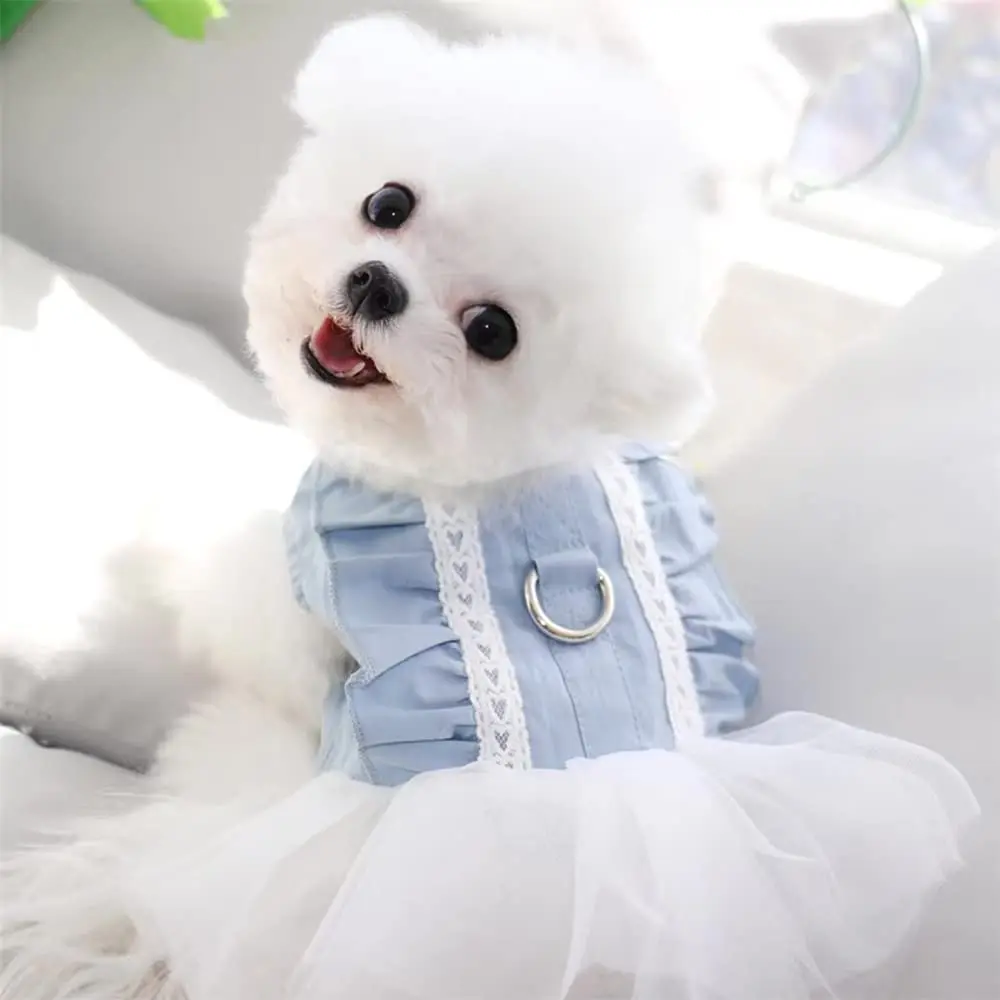 

Dog Harness Dress for Small Dogs Girl, Princess Puppy Dress with D-Ring for Chihuahua Yorkie, Summer Pet Clothes Dog Tutu Skirt
