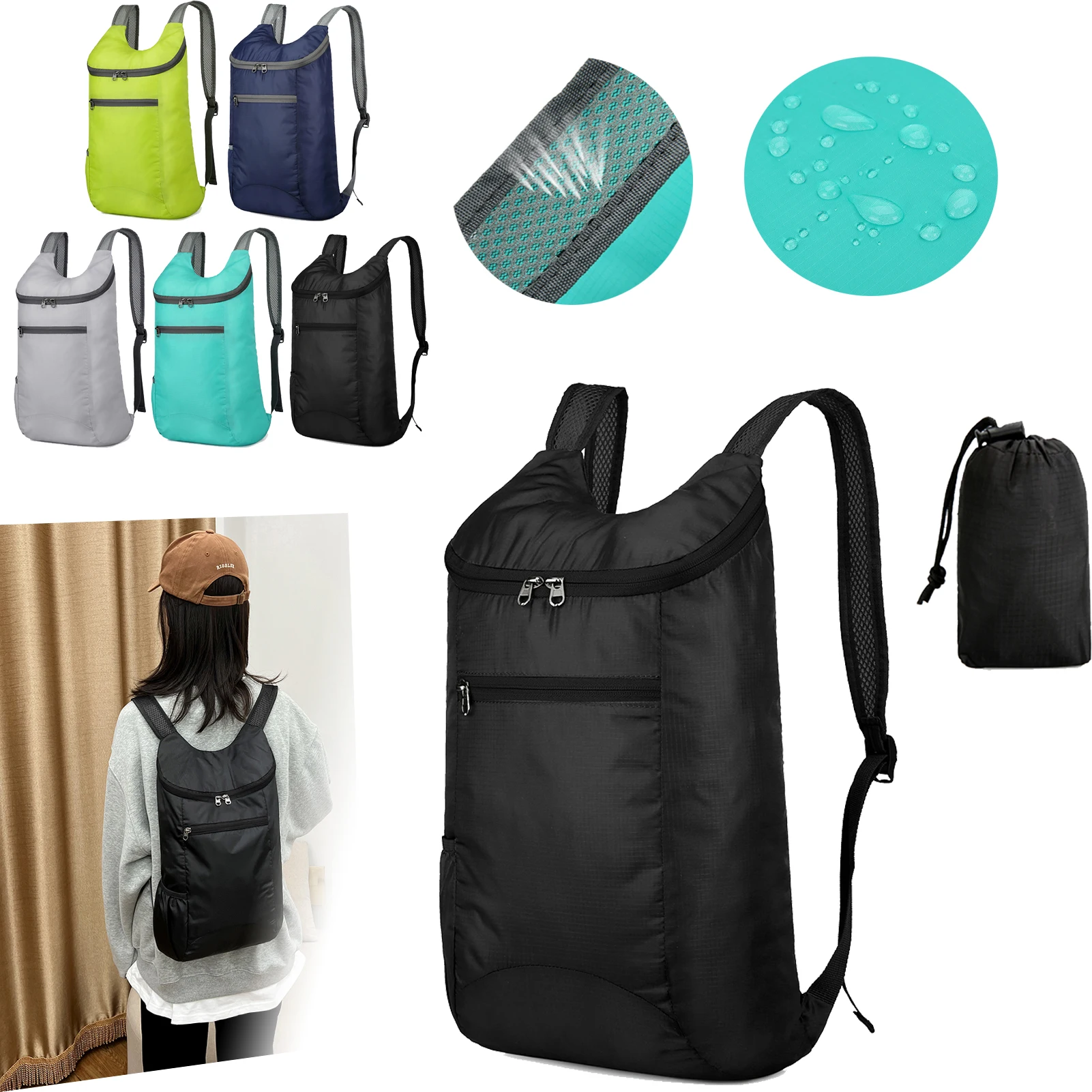 

20L Outdoor Hiking Bag Lightweight Portable Backpack Foldable Waterproof Folding Ultralight Pack for Women Men Travelling Hiking