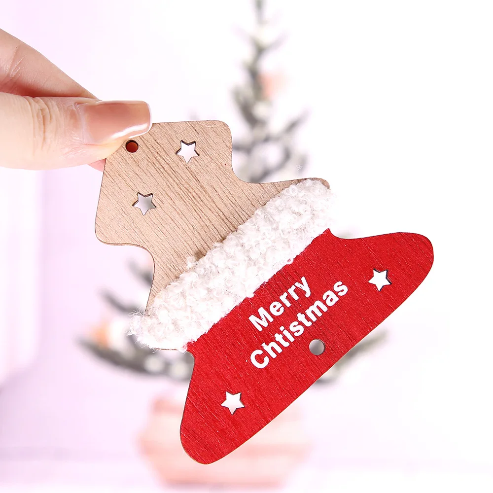

Деревянные рождественские подвесные украшения, 4 шт., украшения для елки, подвесные украшения
