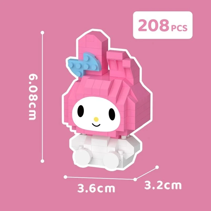 Sanrio Anime Hello Kitty My Melody Cinnamoroll Pompompurin Kuromi Friends Building Blocks Bricks Girl Children Kid Toy Gift Set images - 6