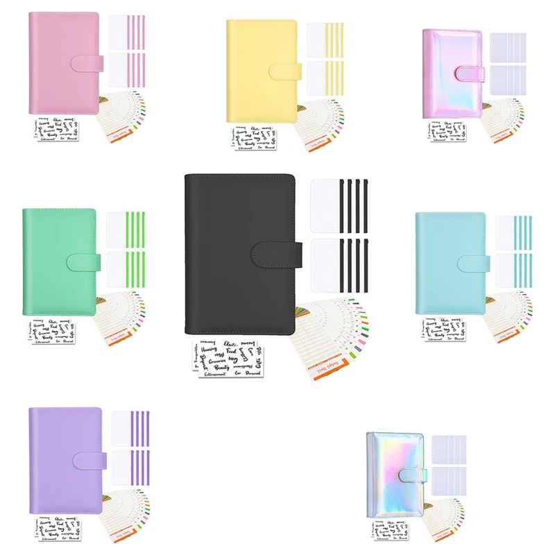 

A6 PU Budget Binder Organizer, Binder Cash Envelopes,Expense Budget Planner,Stickers,6 Ring Binder Envelopes