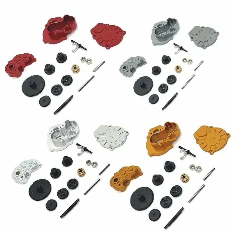 Алюминиевая крышка коробки передач + комплект шестерен для FMS 1/24 FCX24 POWER WAGON Lemur UNIMOG