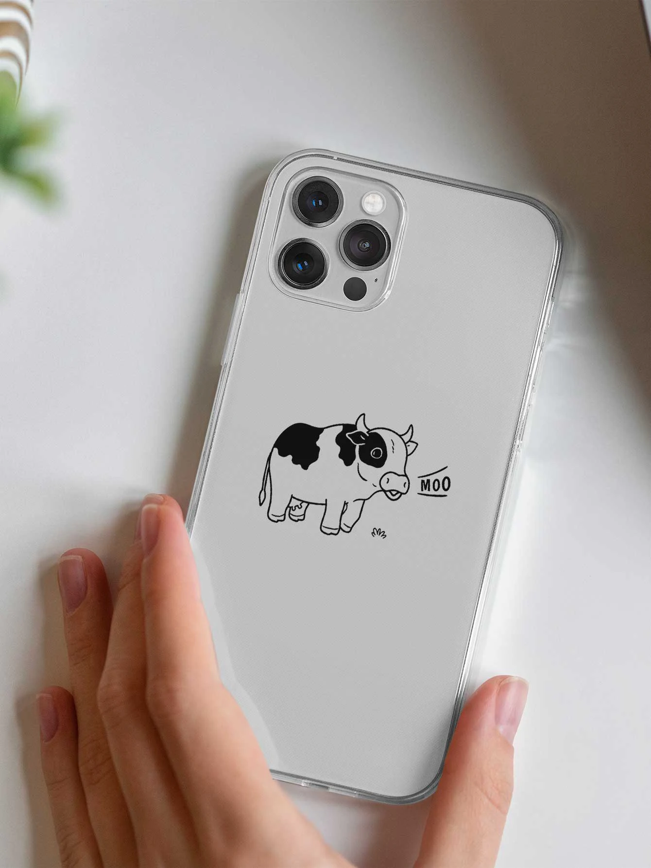 Милый мультяшный чехол для телефона с изображением молочной коровы животных для Iphone 11 12 13 13Pro 14 14 14ProMax Прозрачный чехол для телефона для девушек