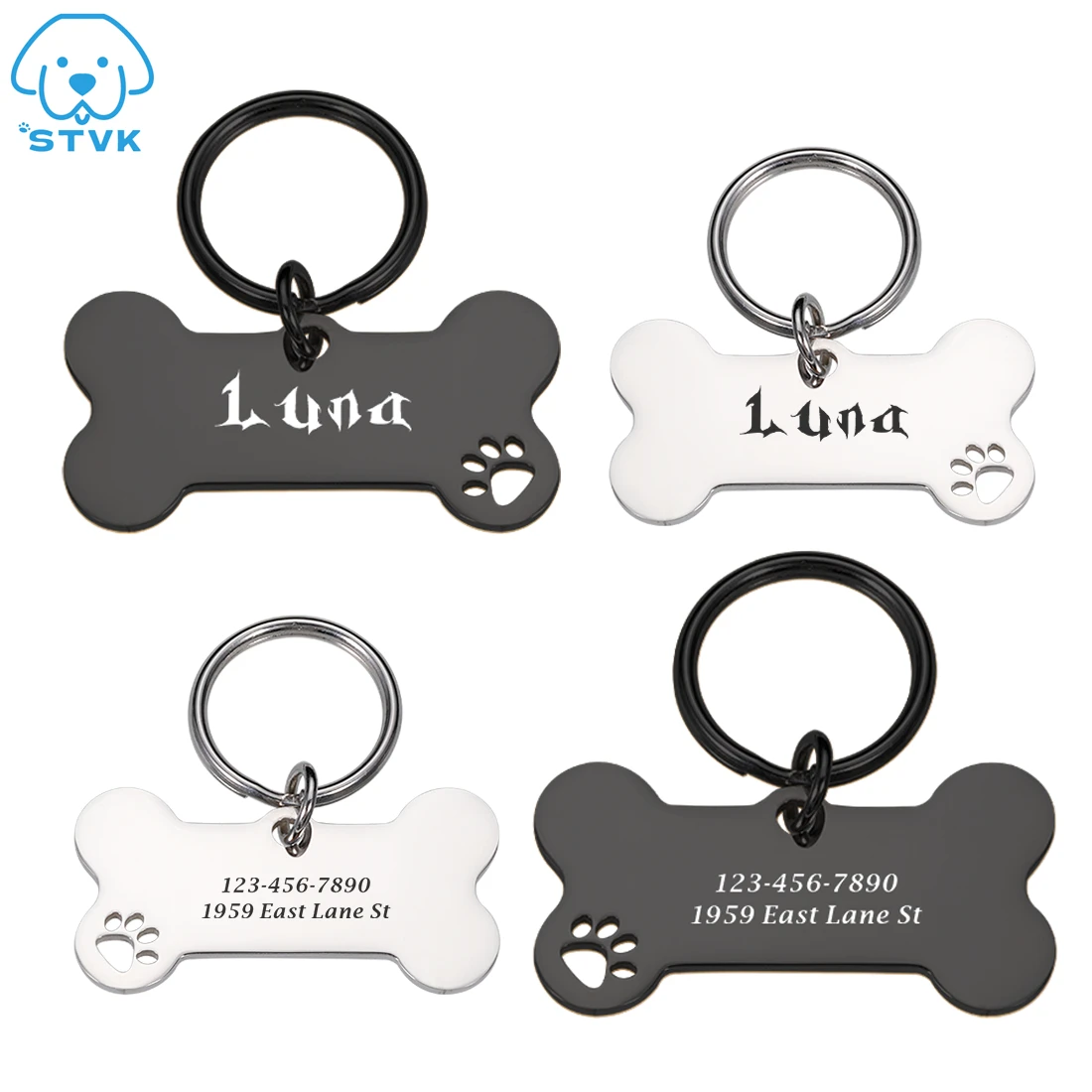 

Personalized Anti-lost Tag For Dog Customizable Pet ID Tag Engraved Pets ID Name Collar Tags Puppy Bone Pendant Pet Accessories