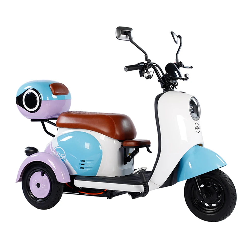 

Small Electric Tricycle Household Battery Motorcycle With Baby Seat Digital Instrument Panel Foam Cushion