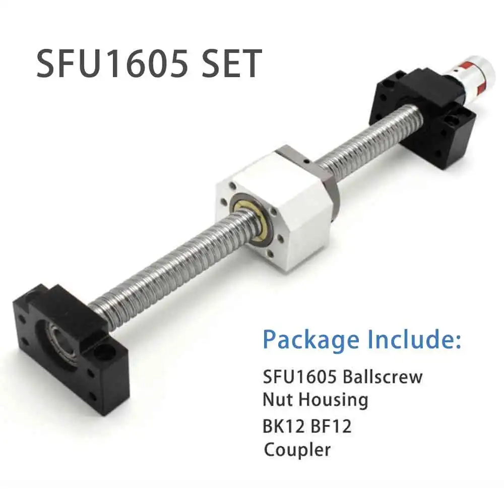 

Комплект шариковых винтов C5 SFU1605, запчасти для станков с ЧПУ с концевой обработкой, корпус шариковой гайки BK BF Mode, для шариковых винтов 3D-принтера