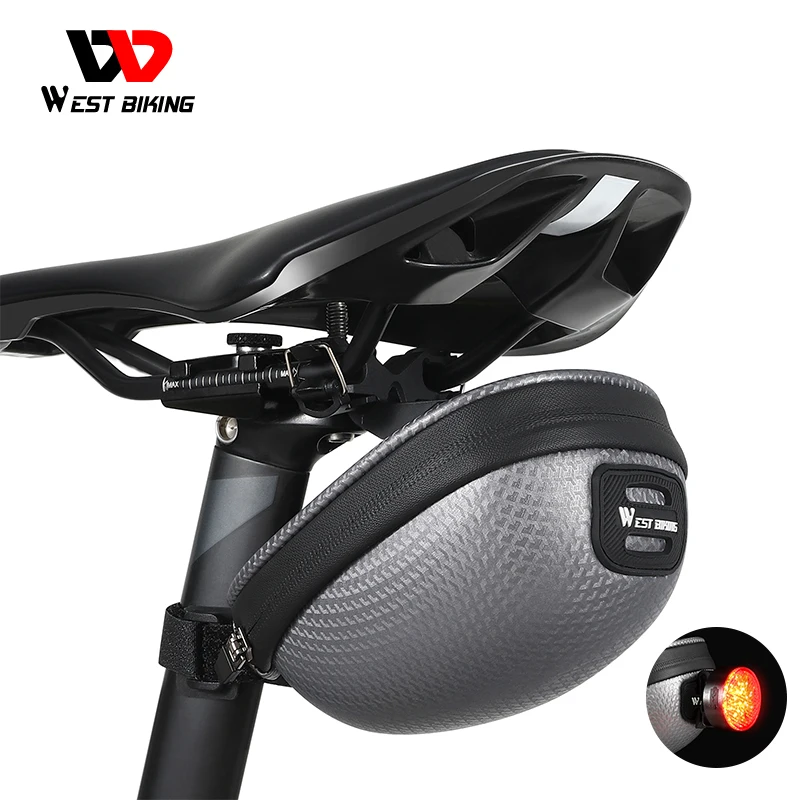 

WEST BIKING Bicycle Saddle Bag EVA Bike Bag Seat Cycling Tail Rear Rear Pouch Bag With Taillight Waterproof Storage Accessories