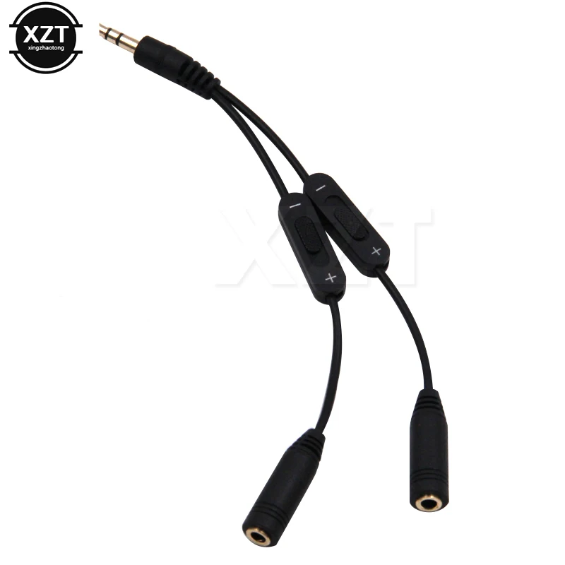 

NEW 3.5mm Male to 2 Female Stereo Audio Y Splitter Adapter Cable with Volume Control Headphone Phone AUX Cable