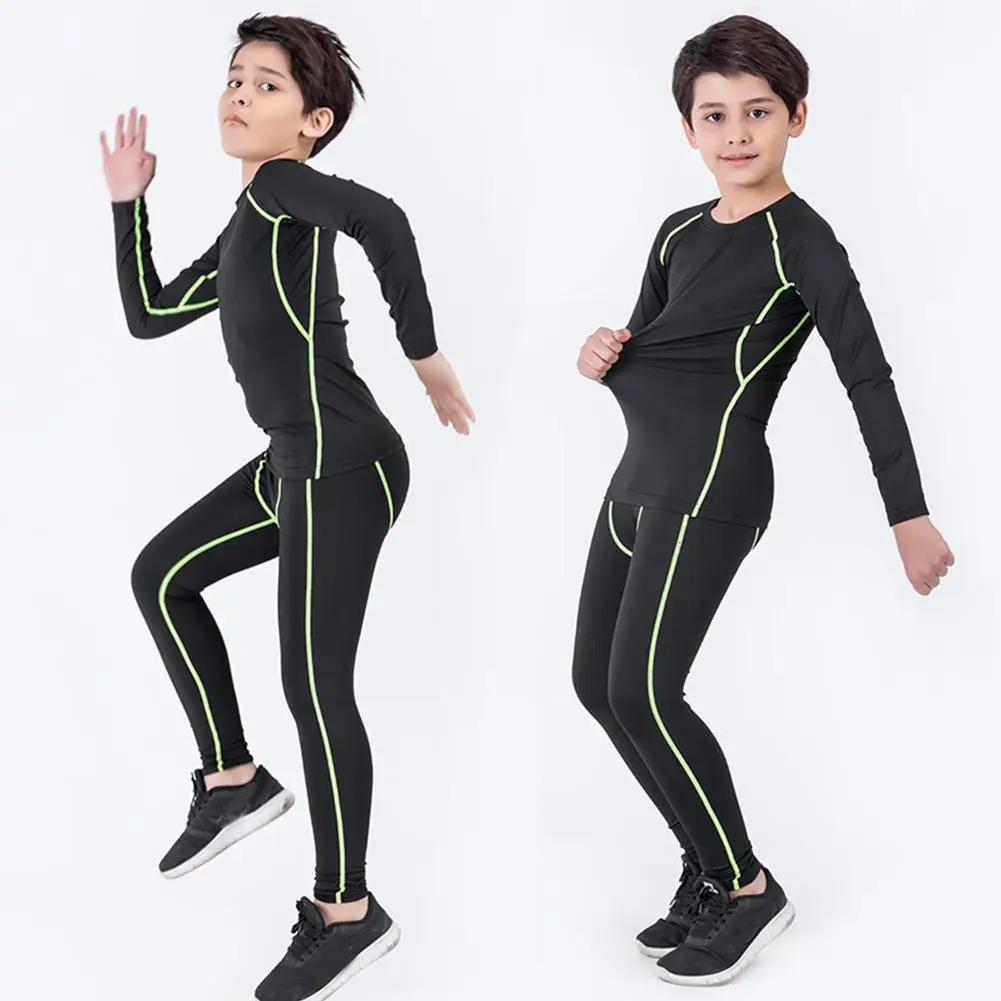 Winter Children's Sports Suit Quick Drying Thermal Underwear for Boys and Girls Basketball Football Compression Sportswear Y7W2