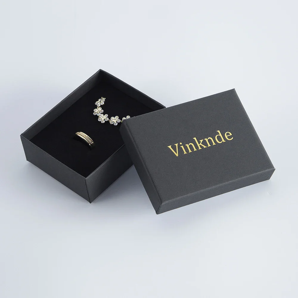 60 шт. черная шкатулка для драгоценностей из крафт-бумаги с логотипом подарочная