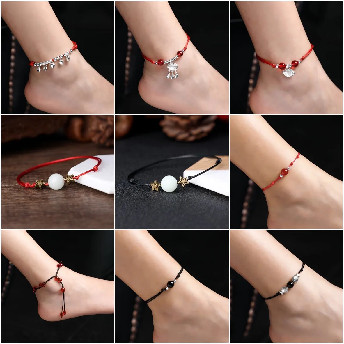 

Chinese Anklet New Student Sen Red Rope Temperament Anklet Woman Creative Fashion Anklet Butterfly Ankle Bracelet Ankle Bracelet