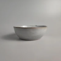 high capacity ceramic tableware nordic style simple gray retro household small round bowl rice bowl
