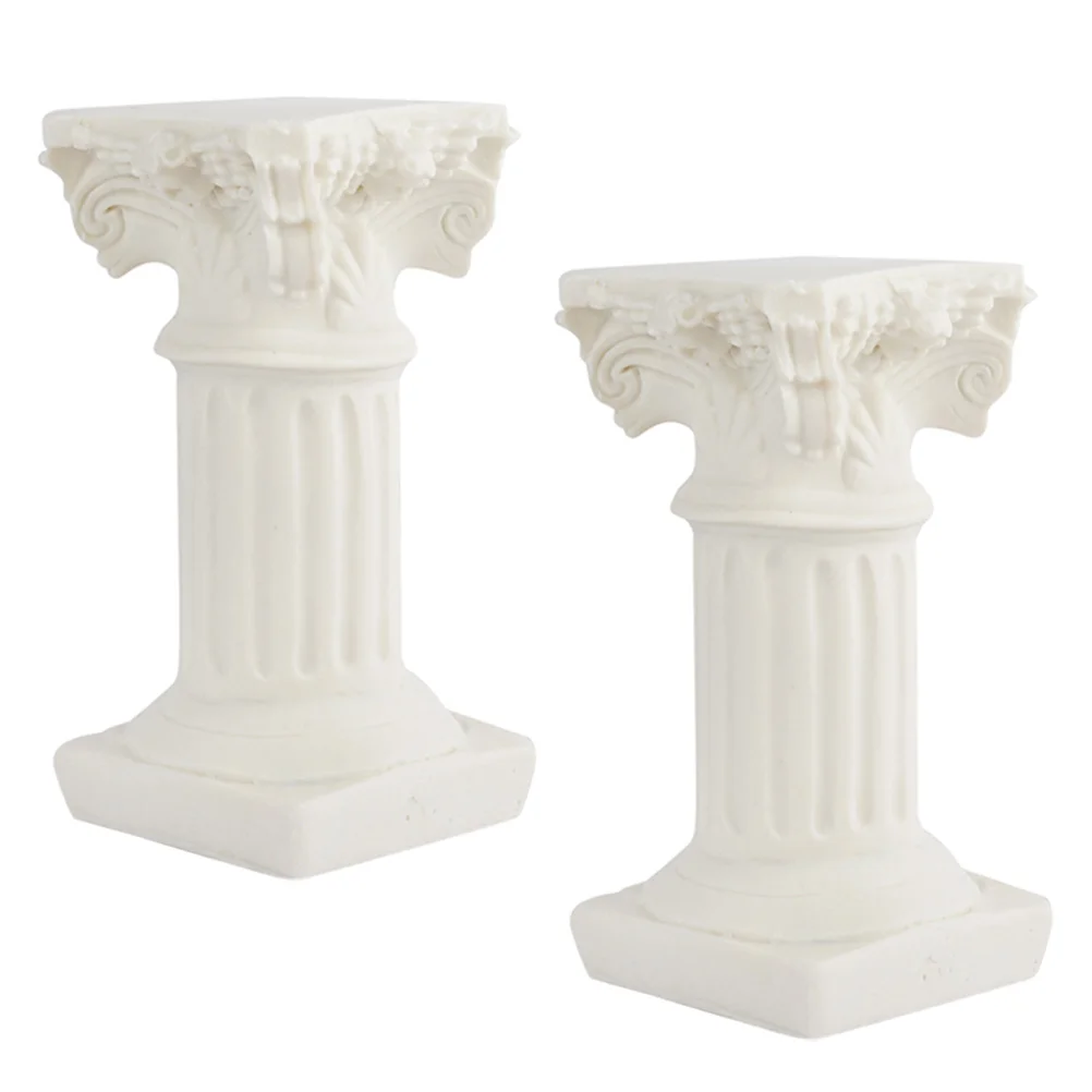 

2 Pcs Mini Style White Table Decor Greek Column Sculpture Roman Column Roman Pillar Sculpture Resin Group Greek Column Statue