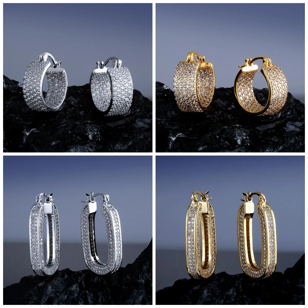 

Женские Модные круглые серьги, инкрустированные цирконом, Классические роскошные украшения