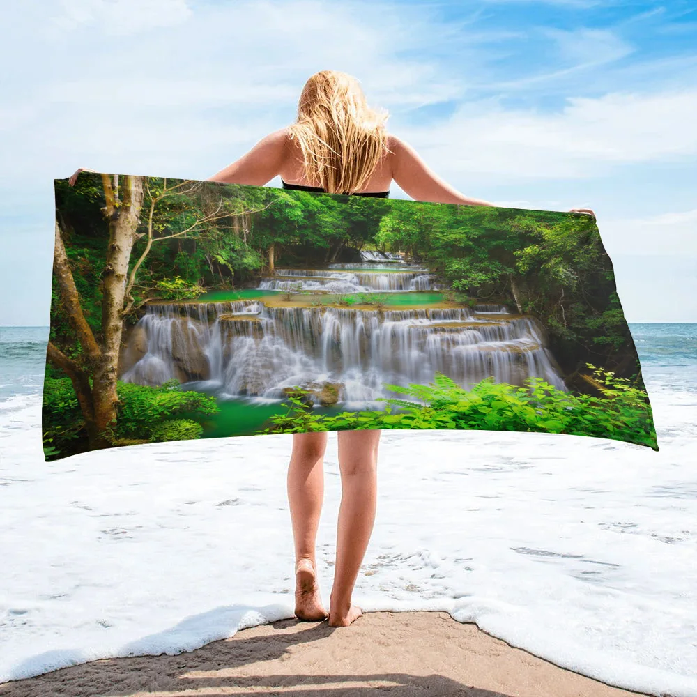 

Waterfall Forest Nature Scenery Tropical Bath Towel Camping Bathroom Accessories Microfiber Beach Towel Bath Towels for Adults