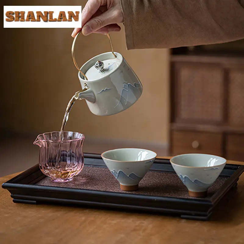 Чайный набор в стиле ретро с пепельницей подъемный чайник лучом 1 2 чашки