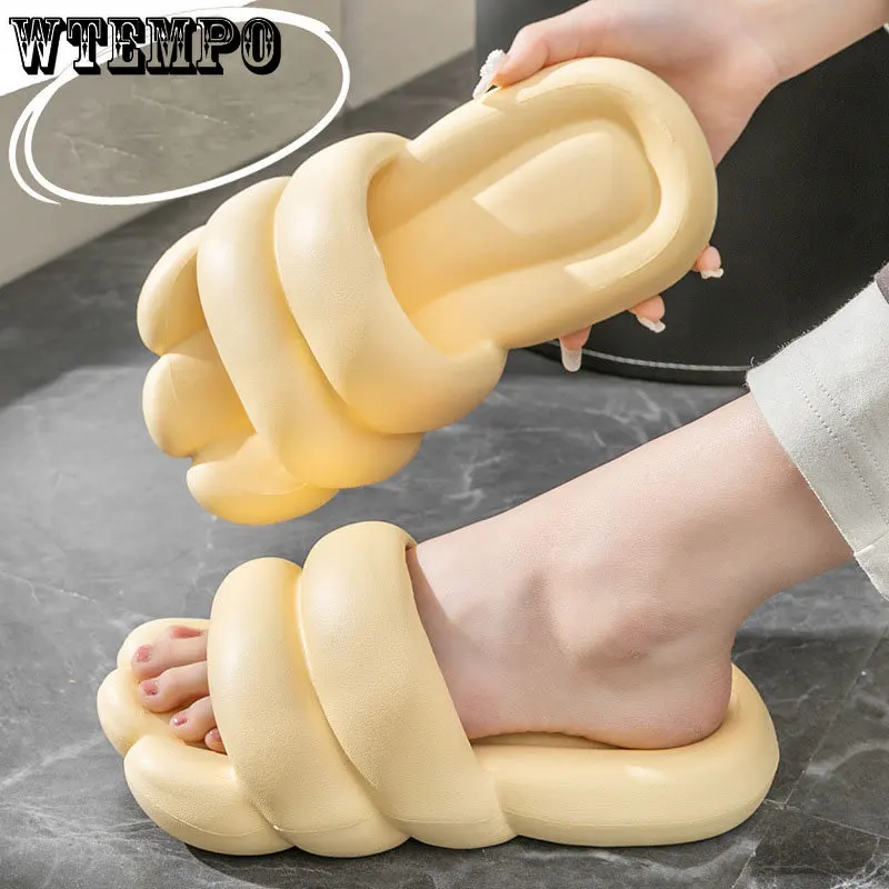 WTEMPO Fashion Slippers Cute Non-slip Couple Sandals Summer Slide Shoes EVA Outdoor Beach Soft Thick Platform Flip Flops