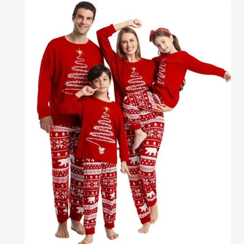 

Christmas Family Matching Outfits Pajamas Set Xmas Present Dad Mom Kids Baby Sleepwear Pants Shirts Rompers -for BABIES