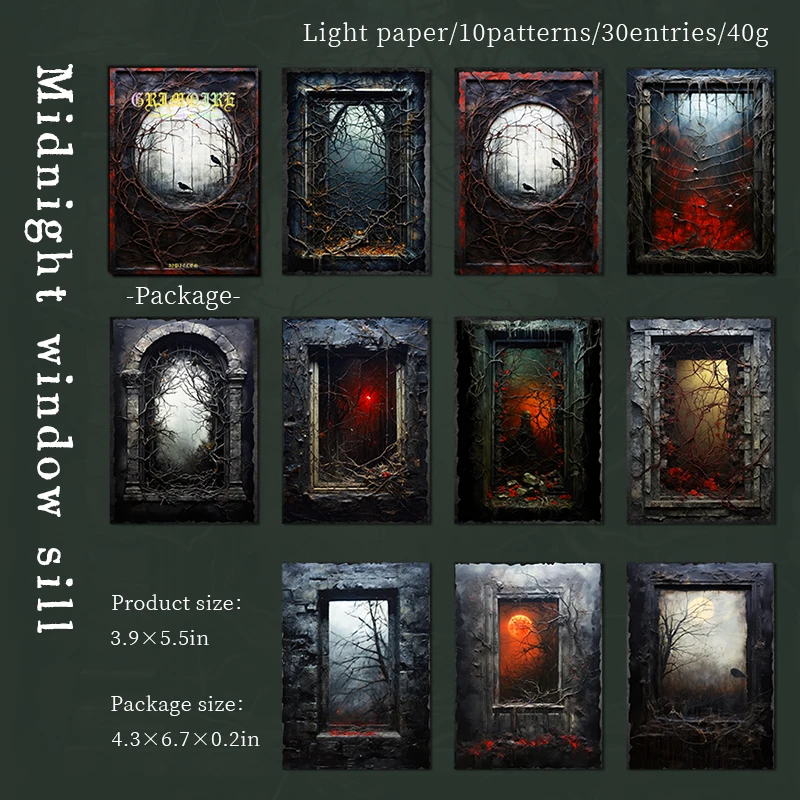 

Yoofun 30 листов, книга из материала с ретро-рисунком, черная, темная, стильная декоративная бумага, винтажные открытки товары для рукоделия