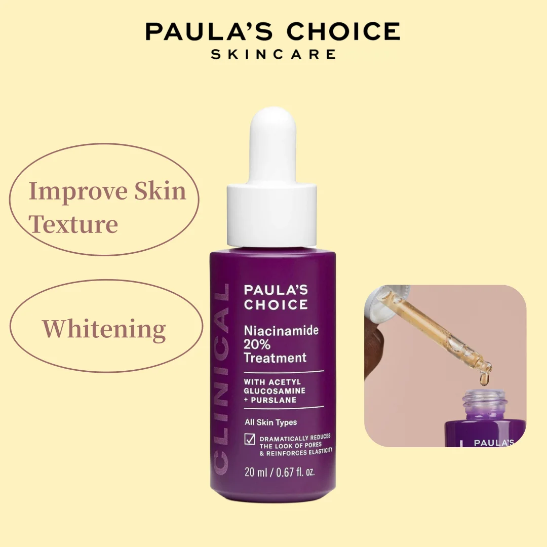 

Paula’s Choice Niacinamide 20 Treatment Serum 20ml With Glucosamine + Purslane For All Skin Types Shrink Pores Anti-aging Whiten