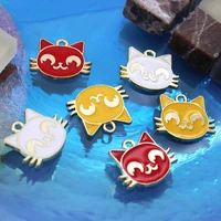 10pcs cute cartoon cat enamel alloy charms pendant for diy earrings bracelets jewelry making accessories necklace charm findings