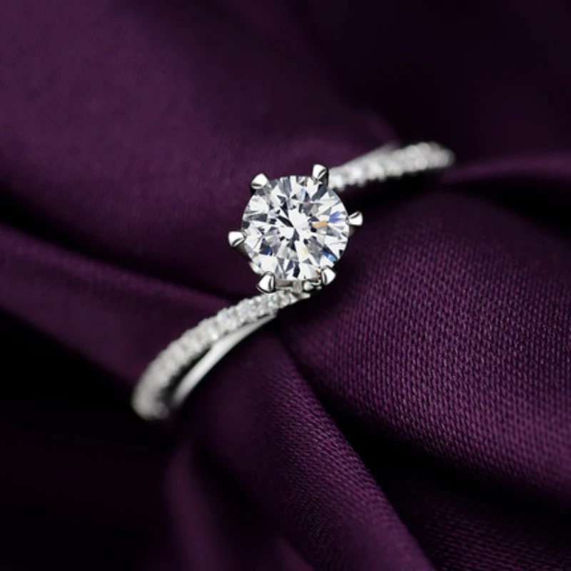 

Twist D Color Moissanite Diamond Solitaire Ring 925 Sterling Silver 1CT Wedding Proposal Bridal Engagement Eternity Customize