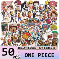50pcs anime one piece stickers cartoon luffy for laptop travel luggage phone car suitcase guitar pvc waterproof cool decal toys