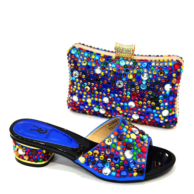 

Retro Italian Lady Shoes and Bag to Match Royal Blue Nigerian Women Shoes Matching Bags Comfortable Heels Sandals for Wedding