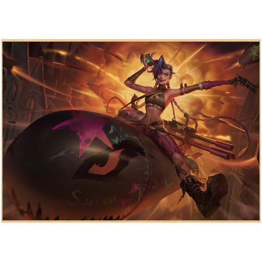 Постер Arcane Картина на холсте Популярная ТВ-серия Jinx Vi гостиная спальня игра