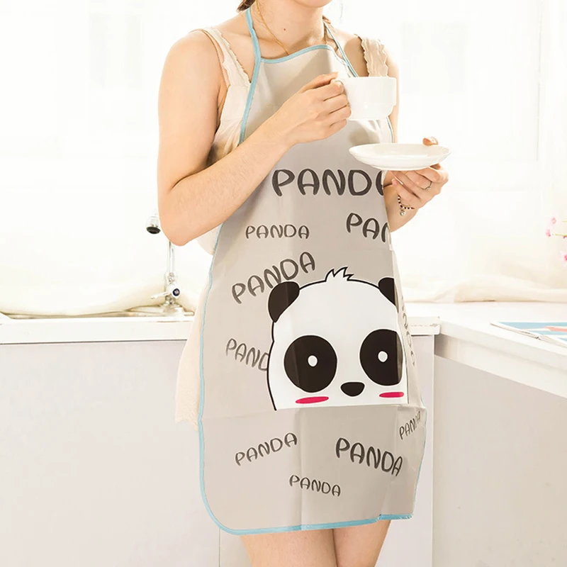 

Semi Transparent Waterproof Anti-Oil Apron Cartoon Animal Printing Brief Adult Kitchen Baking Cooking Gifts Cleaning Accessories