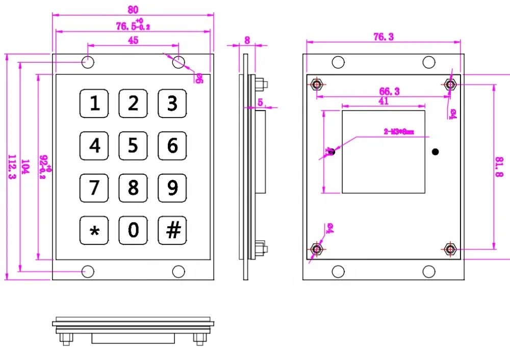 LIN плоские клавиши промышленные 12-клавишные цифровые металлические клавиатуры