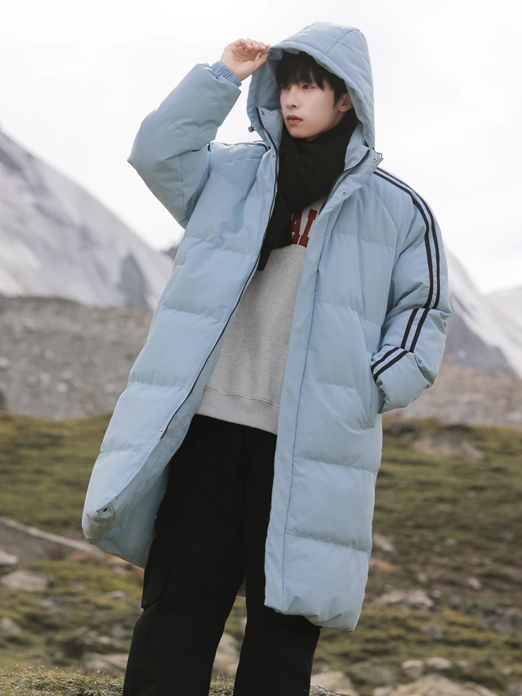 Down Jacket Cotton-padded Clothes Men's Outerwear Autumn and Winter 2024 New Fleece-lined Thickened Cotton Raccoon Warm Mid-L...