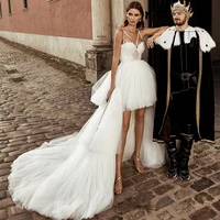 vintage wedding dress tulle detachable train tiered sleeveless sashes princess prom gown 2022 vestido de novia for women