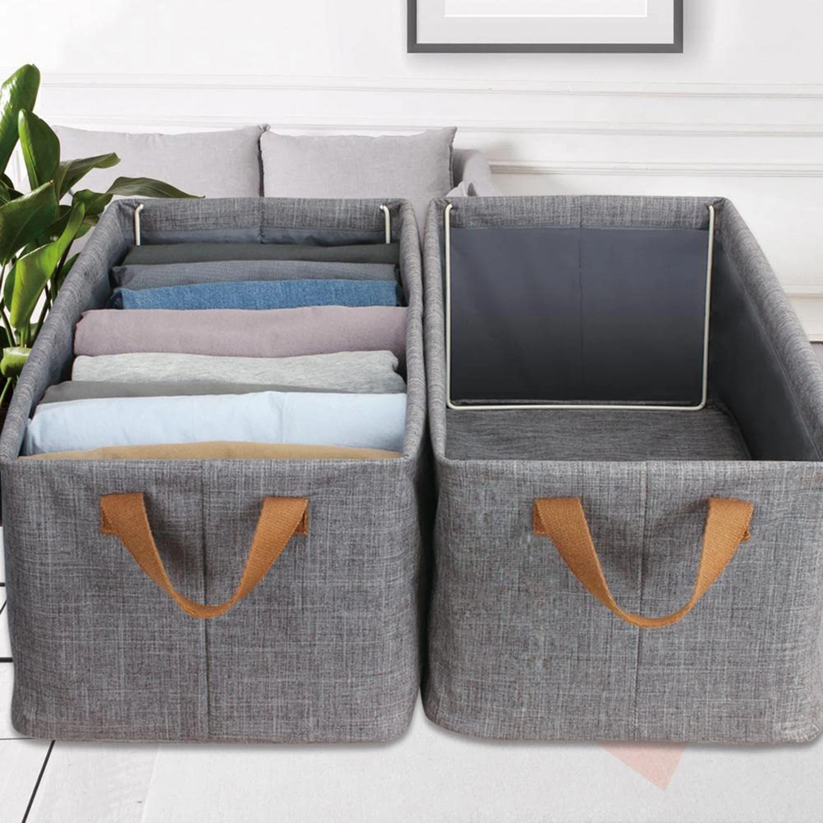 

Clothes Laundry Basket Steel Frame Large Foldable Home Wardrobe Portable Hamper Toy Sundries Storage Organizer Box