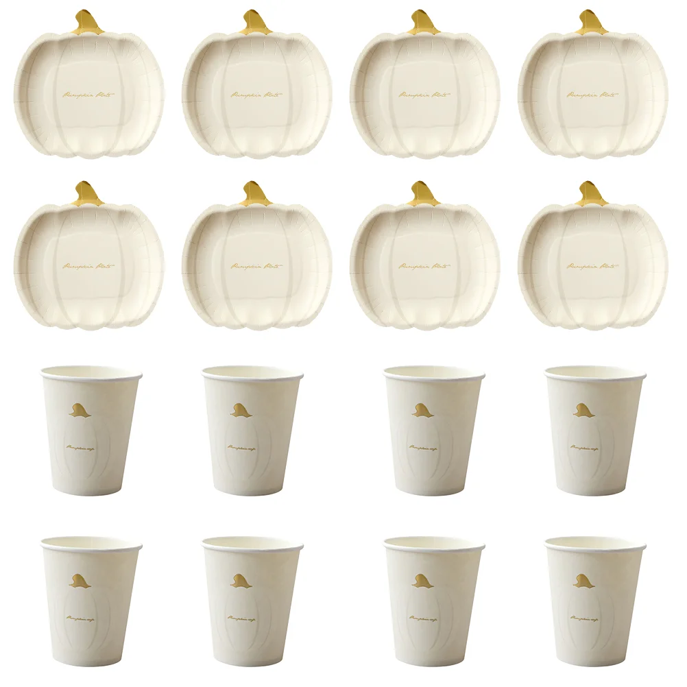

Paperparty Plates Pumpkin Plate Setcups Cup Dinnerwarefavors Supplies Fall Supply Dessert Dinnerservice