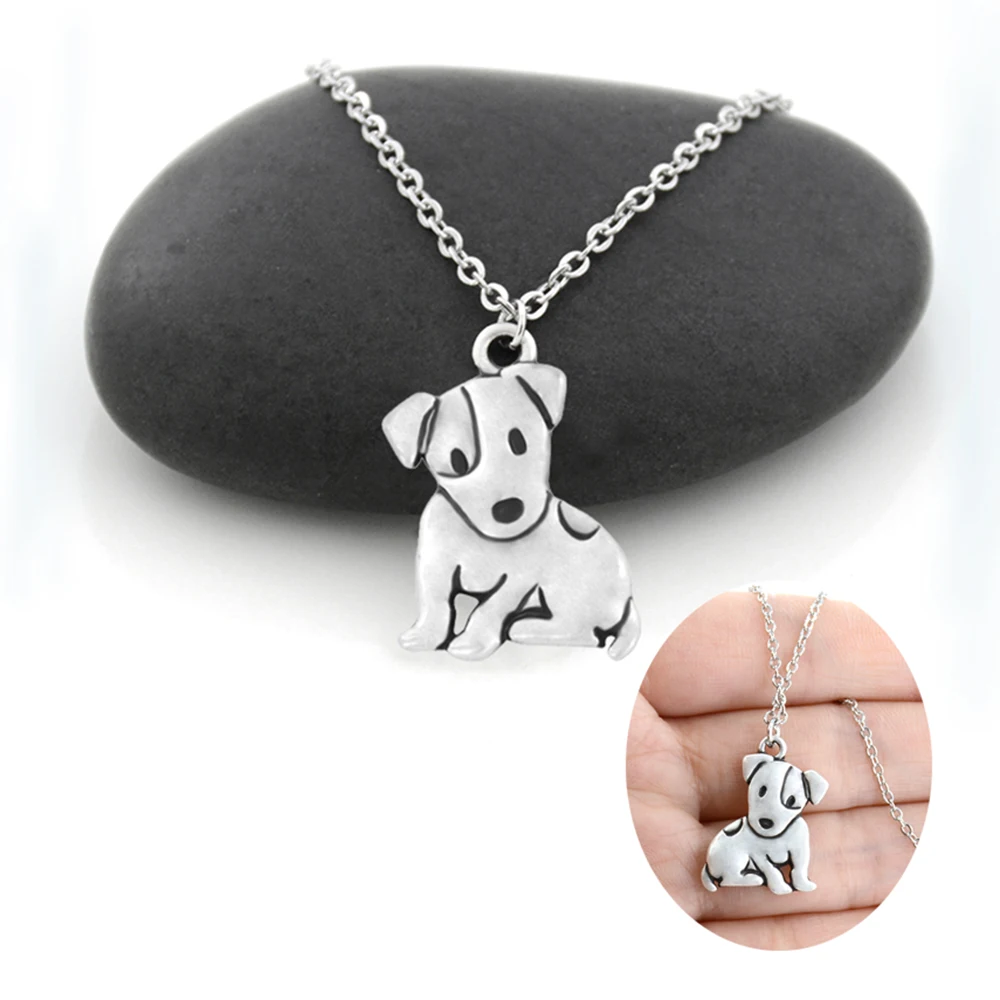 Cute Jack Russell Terrier & Fox Terrier Dog Pendant Necklace For Women Stainless Steel Long Chain Necklace Kids Student Jewelry