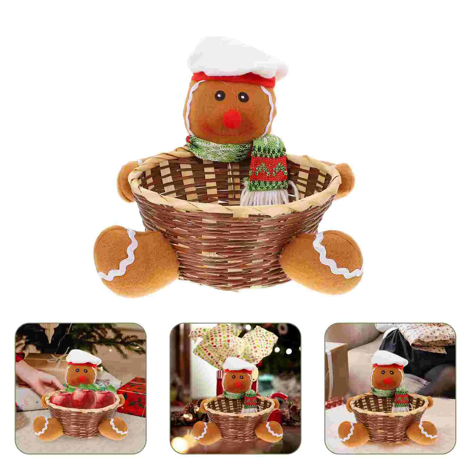 

Christmas Basket Candybowl Fruit Woven Baskets Box Gift Gingerbread Snowmanornament Dis Tray Snack Treat Jar Boxes Decoration