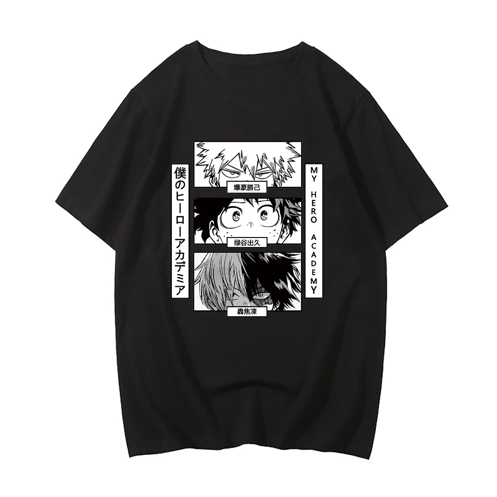 

ShotoTodoroki Deku My Hero Academia T-shirt Izuku Midoriya Bakugo Tshirt 100% Cotton Mens Streetwear Japanese Anime Print Tops