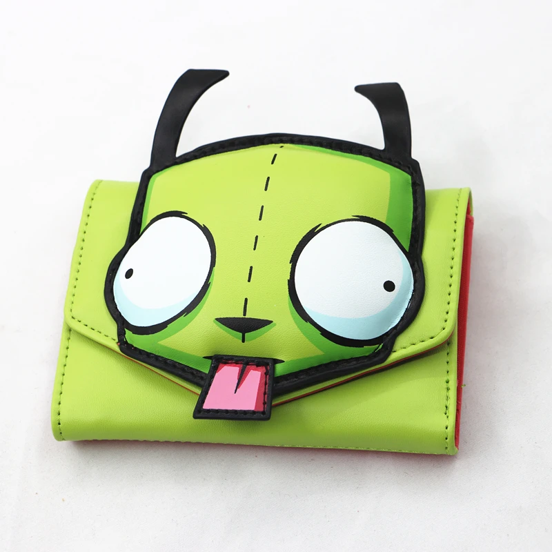 Фото Invader Zim 3D GIR тройной кошелек, милый студенческий кошелек Kawai с героями мультфильмов, модный карман для карт №1
