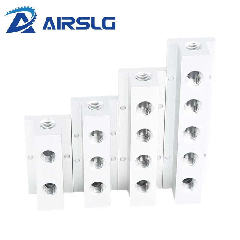 

T Type 1/4" BSP Female Thread Pneumatic Fitting Quick Connector Distributor Manifold Splitter Aluminium Block For Air Compressor