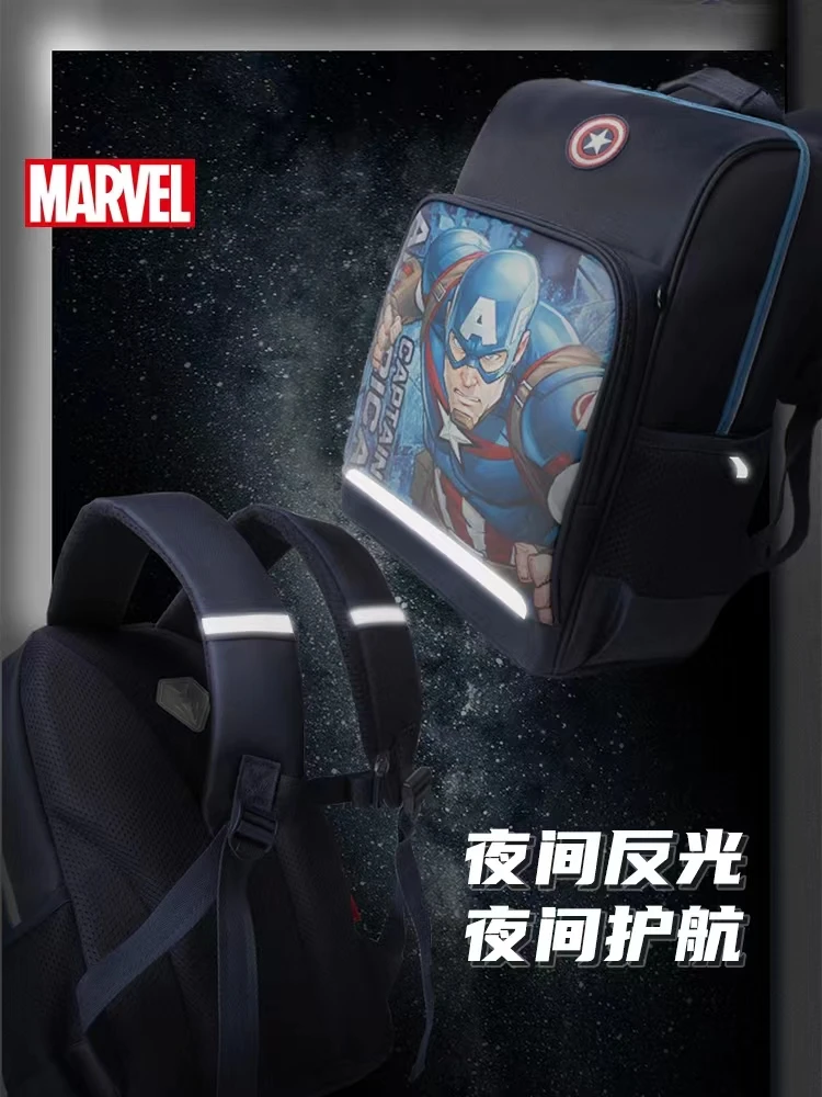 2022 Disney School Bag For Boys Primary Student Shoulder Orthopedic Backpack Iron Spider Man Captain America Kids Gift Mochila