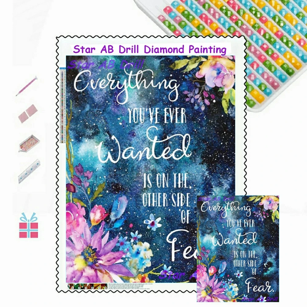 

Text Flowers New Arrival 5D Diamond Painting Kit AB Full Drill Embroidery DIY Cross Stitch Mosaic Landscape Art Home Decor Gifts