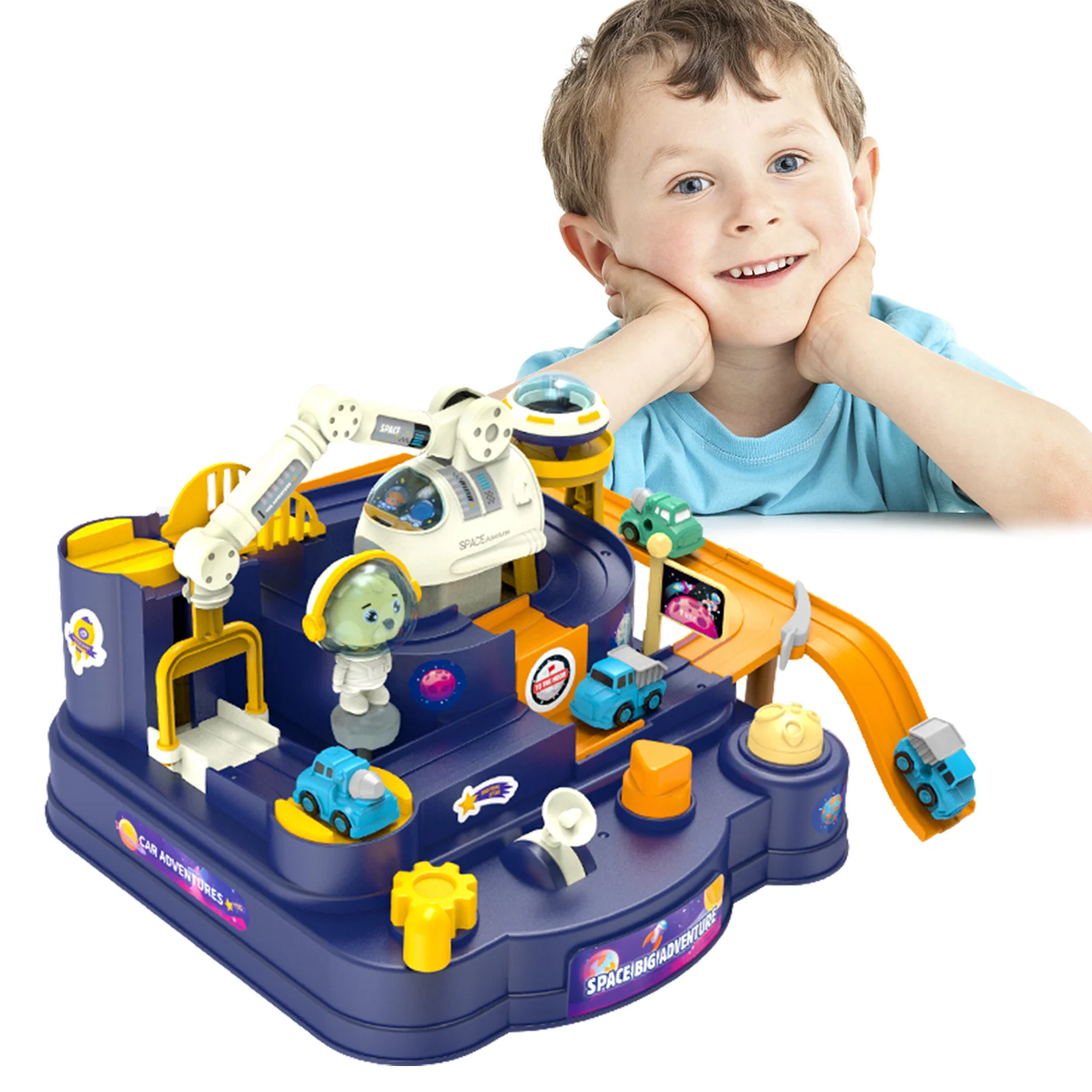 

Car Race Track Toy Cars Race Track Playset With 4 Toy Vehicle Montessori Toddler Puzzle Interactive Playsets Toys With For 3 4 5