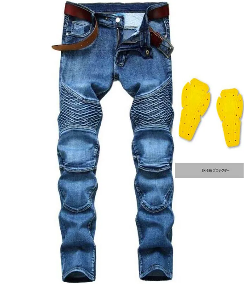 

NEW denim knee pads riding elastic pants motorcycle can be equipped with protective gear Slim men's pants