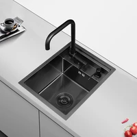 45x35cm hidden sink 304 stainless steel single slot small bar wash basin black mini island wash basin invisible