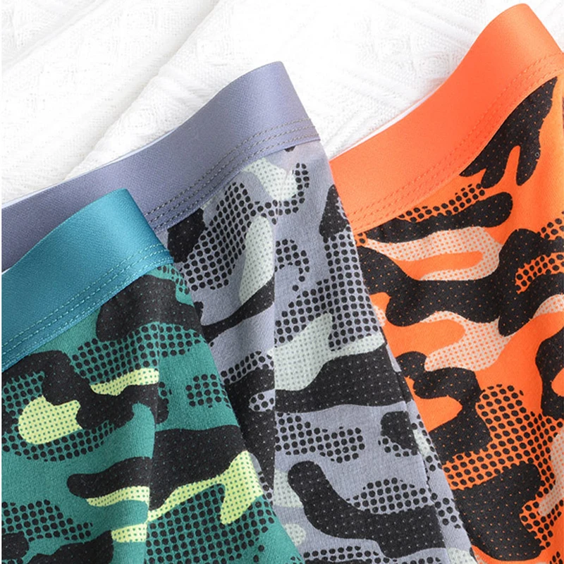 5Pcs/Lot High-End New Men's Underwear Camouflage Men's Large Size Underwear Pure Cotton Men's Flat Foot Underwear