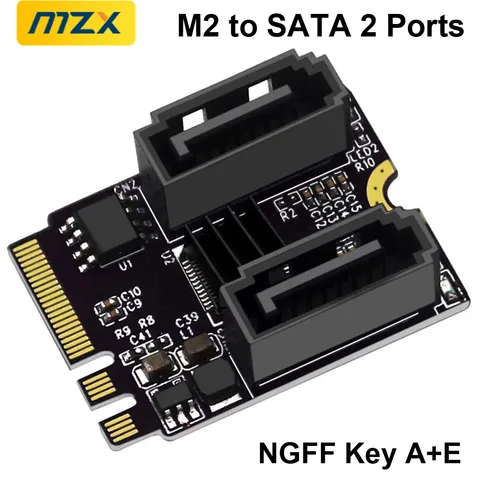 MZX M2 в SATA 3.0 2 порта NGFF конвертер плата расширения Riser KEY A+E WIFI расширение M.2 SSD HDD адаптер жесткого диска без драйвера