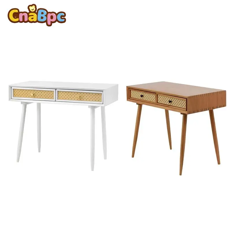 1:6 Dollhouse Miniature Wooden Desk Table Solid Table Double