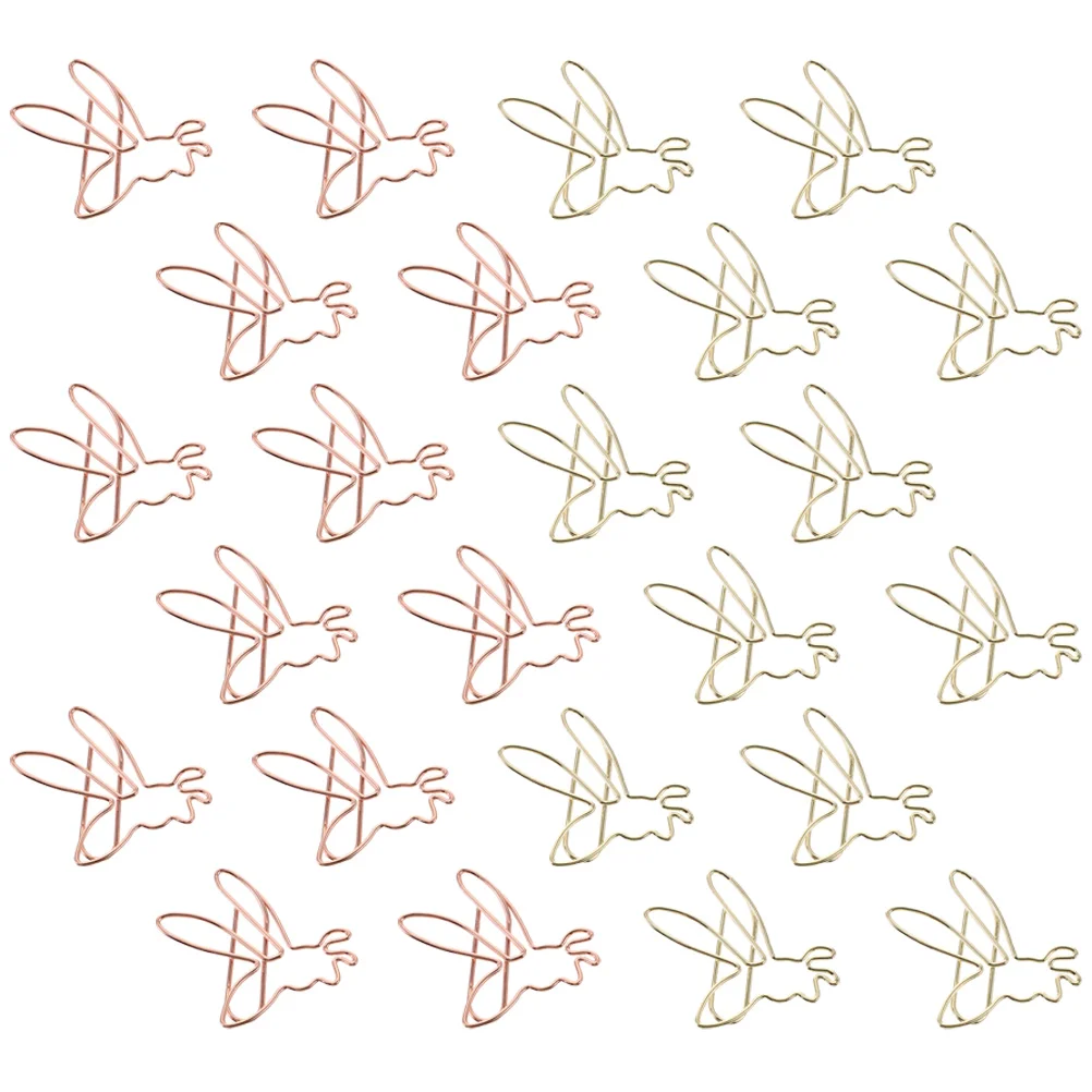 

24 Pcs Small Metal Clips Bee Shaped Paperclips Delicate Office Document Zinc Alloy Cartoon