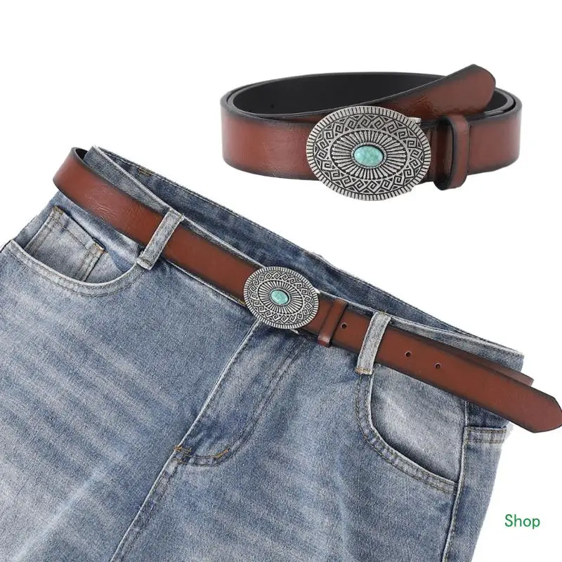 

L5YC Punk Teens Man Waist Belt Jeans Adjustable Belt for Nightclub Casual Pants Decor